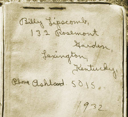 Billy Lipscomb, address, phone, 1932