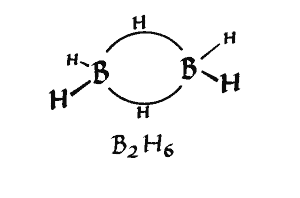 Diborane B2H6 showing
          three-center bond